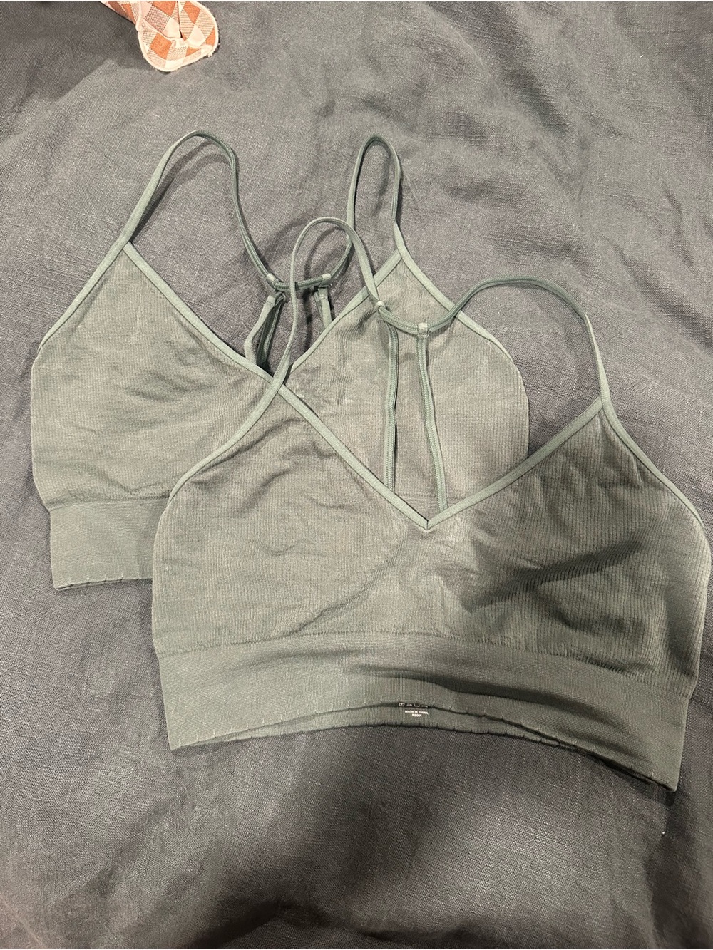 NEW QUINCE Rib T-Back Bralette Rosemary 14